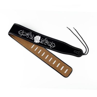 Sangle de guitare électrique acoustique en cuir fleurs