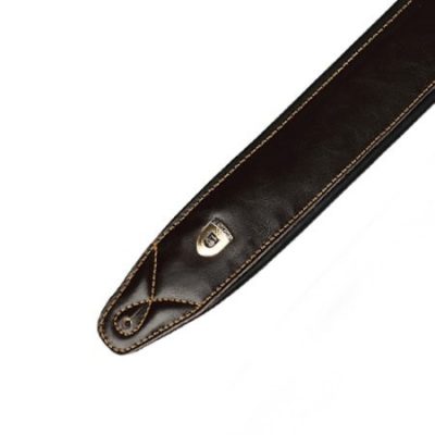 Sangle guitare rembourree en cuir marron