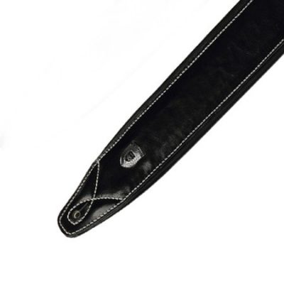 Sangle guitare rembourree en cuir noir