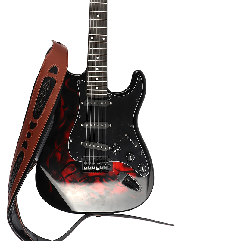 Sangle De Guitare Basse Réglable Avec Porte-Médiators - Nylon Et Cuir Noir, Longueur 144cm, 3 Médiators Inclus