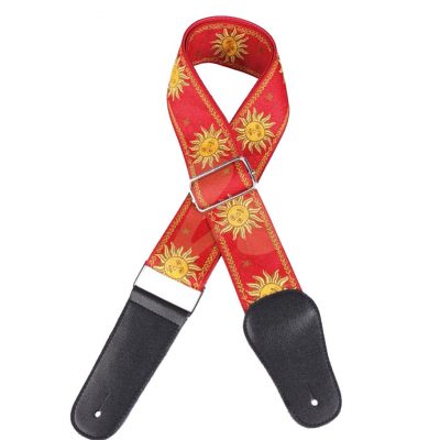 Sangle guitare électrique jacquard soleil rouge