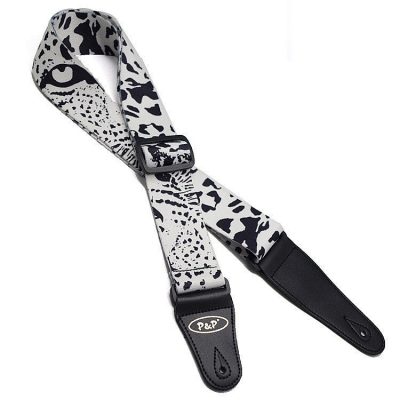 Sangle guitare électrique imprimée noir et blanc tâches
