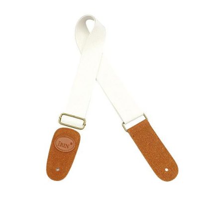 Sangle guitare classique en nylon extrémités cuir blanc