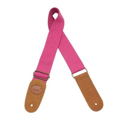 Sangle guitare classique en nylon extrémités cuir rose