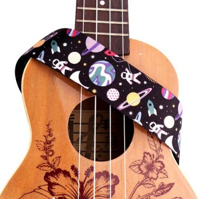 Sangle guitare enfant polyester pour ukulélé galaxie