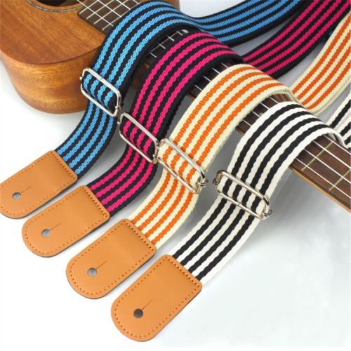 Sangle ukulele en coton à rayures réglable divers coloris