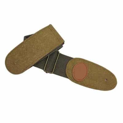 Sangle de guitare universelle en Nylon réglable, 95cm-155cm, avec extrémités en Faux cuir en toile - Kaki