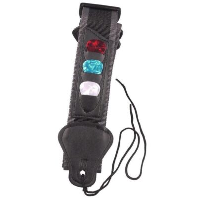 Sangle de guitare réglable avec poche médiators : livré avec 3 médiators