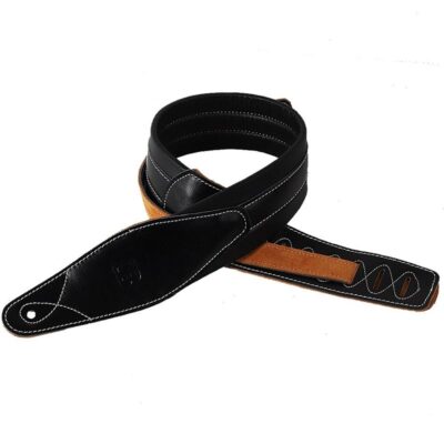 Sangle de guitare en cuir noir - réglable parfait pour guitare électrique et basse