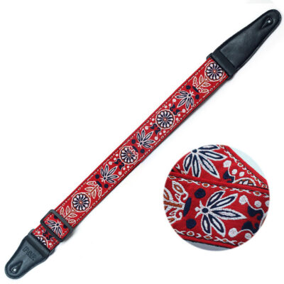 Sangle de guitare réglable - Tissu motif Jacquard en pur coton - modèle 1