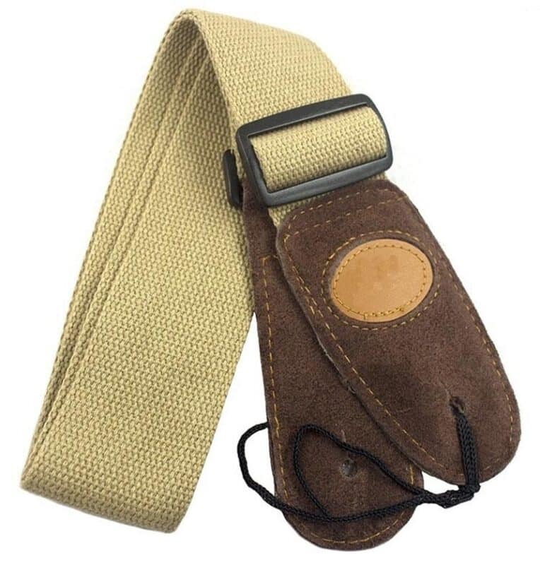 Sangle en cuir véritable pour guitare acoustique - 5 couleurs au choix - beige