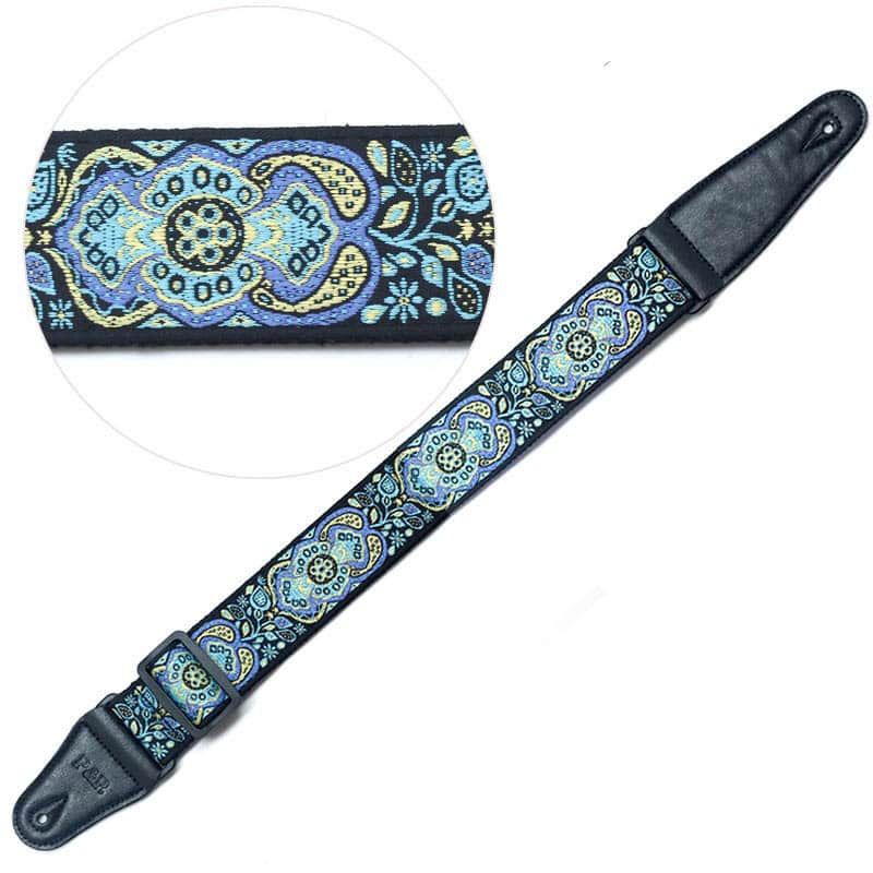 Sangle de guitare réglable - Tissu motif Jacquard en pur coton - modèle 2