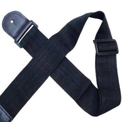 Sangle de Guitare en simili cuir et Nylon noir - Réglable de 75 à 120 cm