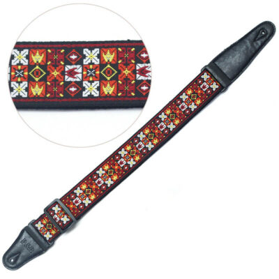 Sangle de guitare réglable - Tissu motif Jacquard en pur coton - modèle 3.jpg