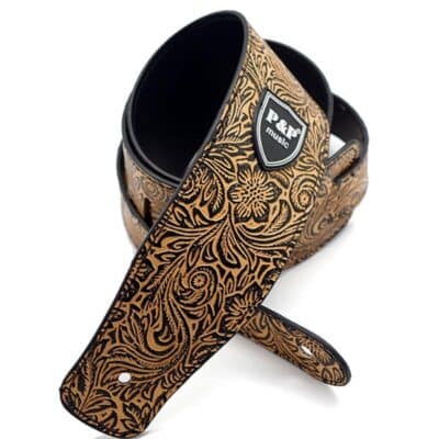 Sangle de guitare en cuir véritable - souple et réglable - 6 couleurs au choix ! - Jaune