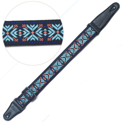 Sangle de guitare réglable - Tissu motif Jacquard en pur coton - modèle 4