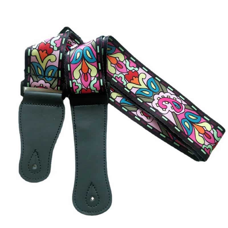 Sangle De Guitare Tressée Réglable (95-158 Cm) Avec Extrémités En Cuir - Pour Guitare Acoustique, électrique, Basse - Inclut 10 Médiators Et Attaches