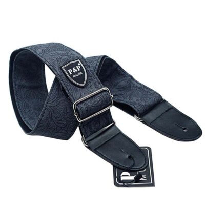Sangles de guitare électrique réglables de 80 -136cm en Denim de haute qualité ! 4 couleurs au choix - Noir