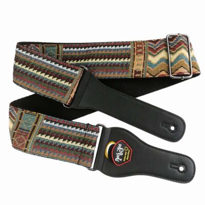 Sangle de guitare acoustique en coton de haute qualité - longueur réglable vue accroche