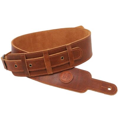 Sangle de guitare en cuir de vache pleine fleur vue ensemble