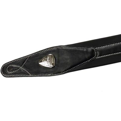 Sangle de guitare en cuir rembourrée couleur noir