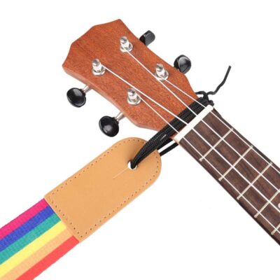 Sangle réglable multicolore pour ukulélé détails accroche