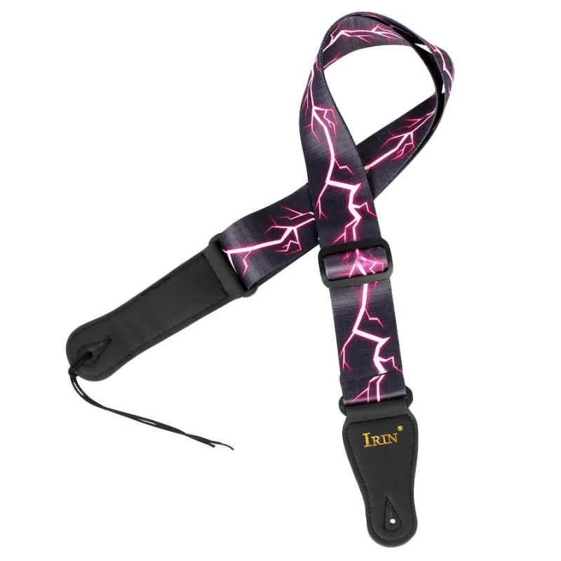 Sangle de Guitare Goth Hard Rock Éclairs Magenta