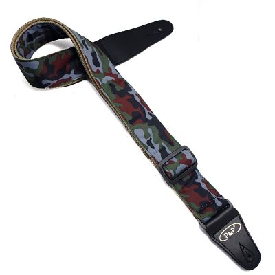Sangle de guitare acoustique - Motif camouflage vert marron