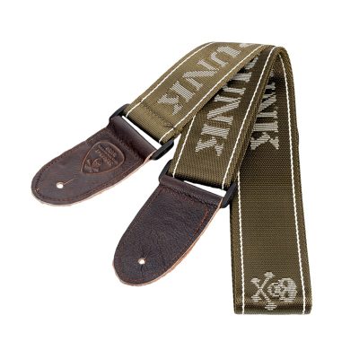 Sangle de guitare tête de mort Punk couleur armée
