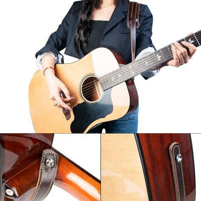 Sangle pour guitare acoustique classique en cuir de vache véritable, souple et Durable