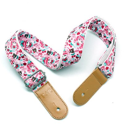 sangle de guitare enfant avec motifs rose girly