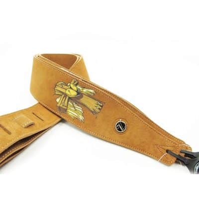 Sangle de guitare acoustique en cuir à deux couches avec motif croix et cœur - modèle 3