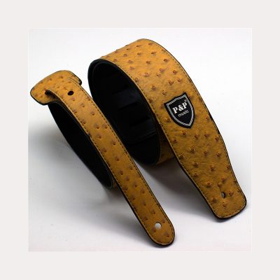 Sangle de guitare en cuire avec effets de relief - modèle jaune