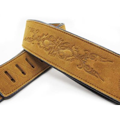 Sangle de guitare en nubuck travaillé - chocolat