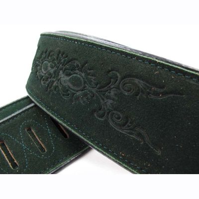 Sangle de guitare en nubuck travaillé - noir