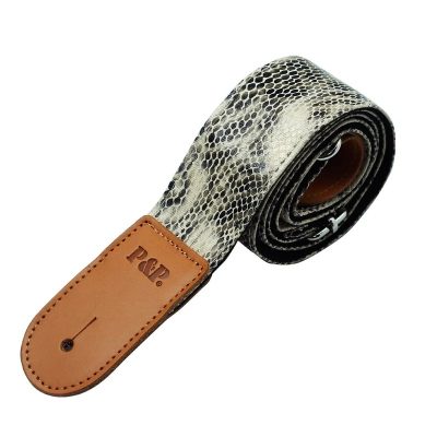 Sangle de guitare façon Peau de Serpent avec Croix