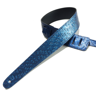 Sangles en cuir psyché pour guitare éléctrique trois couleurs au choix - bleu