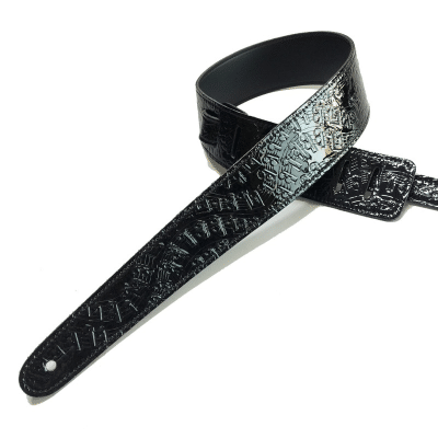 Sangles en cuir psyché pour guitare éléctrique trois couleurs au choix - noir