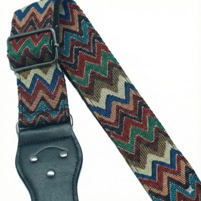 Magnifique Sangle de Guitare Design éthnique Artisan Zigzag