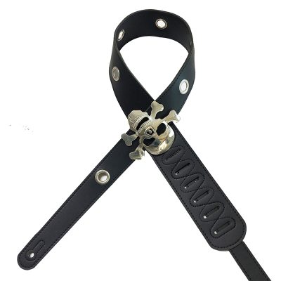 Sangle de guitare électrique et basse avec tête de mort pirate
