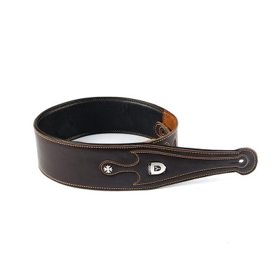 Sangle en cuir pour guitare acoustique double-couche - modèle marron
