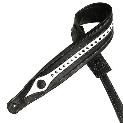 Sangle en cuir pour guitare électrique - modèle blanc