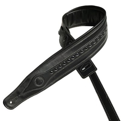Sangle en cuir pour guitare électrique - modèle noir