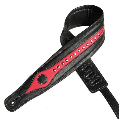 Sangle en cuir pour guitare électrique - modèle rouge