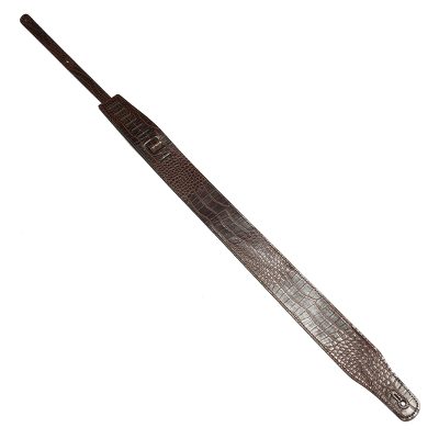 Vue complète extérieure sangle en cuir brun foncé imitation croco