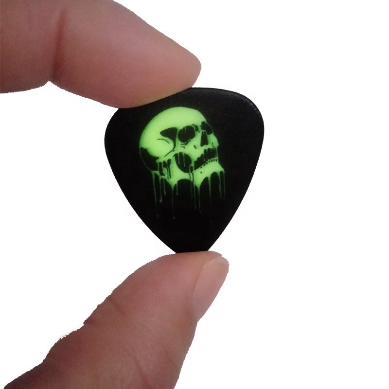 Lot De 12 Médiators Guitare Motif Tête De Mort Cuivré - Épaisseurs 0.46/0.71/0.96 Mm, ABS, Pour Guitare Et Ukulélé
