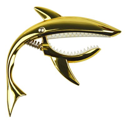 Capodastre de guitare en métal en alliage de zinc forme requin - couleur or