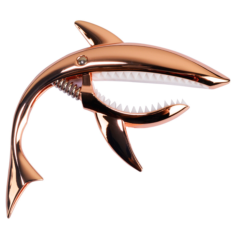Capodastre de guitare en métal en alliage de zinc forme requin - couleur or rose