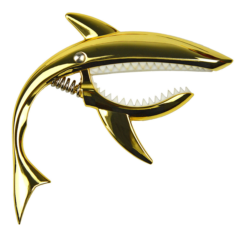 Capodastre de guitare en métal en alliage de zinc forme requin - couleur or