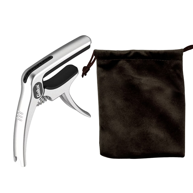 Capodastre pour guitare acoustique et électrique - avec sac transport - modèle argent